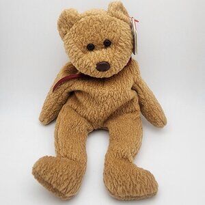 TY Beanie Baby "Curly" the Bear with Black eyes and Brown nose (this is error)